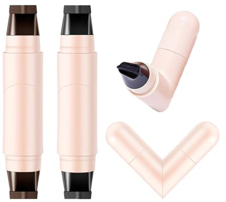 2PCS Eyeliner Stamp Set, Black Brown Eyeliner Pencil, Waterproof Liquid Eyeliner, Smudge-Proof Eye Liner Pencils for Beginners, Easily Draw Exquisite Makeup Look