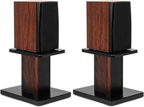 OUUTMEE 20CM (8 Inch) Wood Speaker Stands - Heavy Duty HiFi Speaker Stands for Home Theatre & Studio Monitors - Universal Floor Bookshelf Speaker Support with Sand-Fillable Design(Set of 2)
