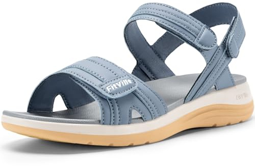 FitVille Sandali Donna Larghi per Piedi Sensibili Comodi con Punta Aperta Sandali Estivi Leggeri Blu 38.5 EU Larga
