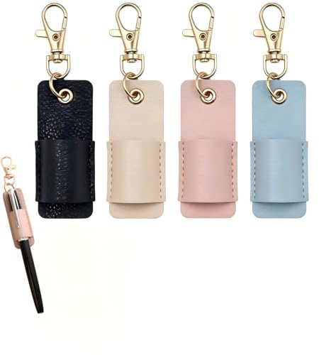 JXAurix 4 Pièces Porte Stylo Dragonne, porte-stylo pour cordon tour de cou support de crayon de badge portable en cuir synthétique pour Infirmières Coursier Enseignant Bureau
