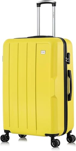 FLYMAX XL 32 Extra Large 4 Wheel Suitcases Spinner Lightweight Luggage ABS Travel Cases 125L Yellow