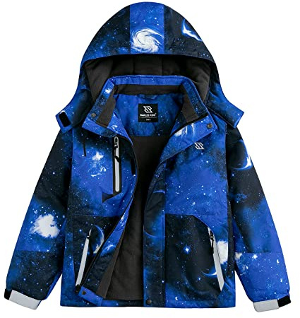 Simplee kids Boys Winter Coat Waterproof Ski Jacket Fleece Hooded Snow Warm Padded Raincoats Funiverse Print 3-4T