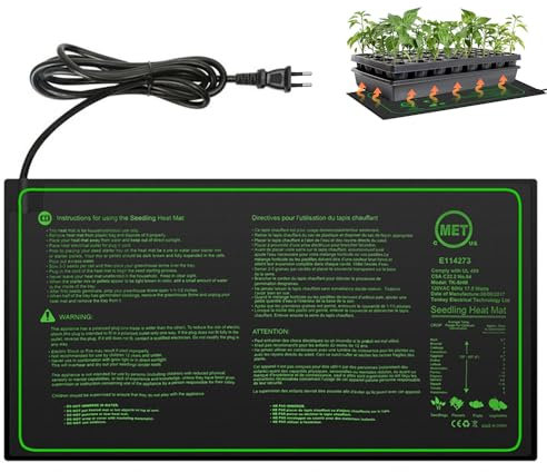 CLIUNT Heizmatte Pflanzen, 25 x 52cm Wärmematte für Sämling Germination, 21W Wärmematte Pflanzen, Sämling Heizung Matte, Setzling Wärmematte, Wasserdicht, für Anzucht Growbox