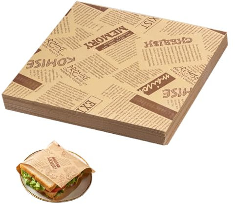 150 Pezzi Carta Oleata per Alimenti 15x15 cm, Sacchetti per Snack e Hamburger, Sacchetti per Alimenti Anti-grasso, Carta da Imballaggio Alimentare Usa e Getta per Patatine, Hamburger, Panini