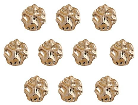Nzexlyva 10 Pcs Gold Buttons, Fashion Gold Metal Button, Irregular Vintage-Inspired Design Zinc Alloy Shape Buttons for Cardigans Sweater Coat Jeans Knitting Shirts DIY Crafts