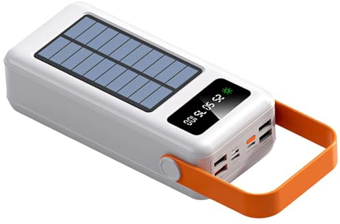 Kronabelle 60000 Mah solbatteripaket med LED-ljus, powerbank bärbar med inbyggd kabel, flera portar laddning, hög kapacitet, bra för äventyr utomhus