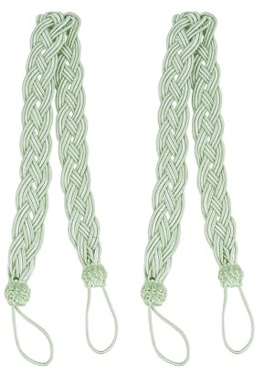 2 Pack Green Curtain Tie Backs,Curtain Tiebacks Rope,Soft Hand-Braided Cord Curtains Tie Back Rope,Decorative Rope-Tie Backs for Curtains,Home Decor,Bedroom.And Living Room Drapery