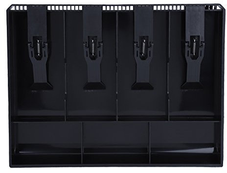 Geldkassetten Kassenschublade Registereinsatz Fach Ersatz Plastik 4 Banknoten 3 Münzen Fächer Geld Aufbewahrungsbox 12,6 x 9,6 x 1,4 Zoll(Schwarz)