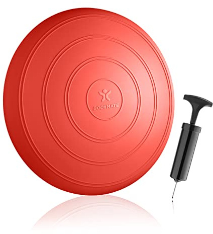 BODYMATE Cuscino propriocettivo Gonfiabile COMFORT per Allenamento dell’Equilibrio, Core Training, Riabilitazione, Allenamento Coordinazione e Schiena - Vari Colori - Ø 33 cm - Pompa in dotazione