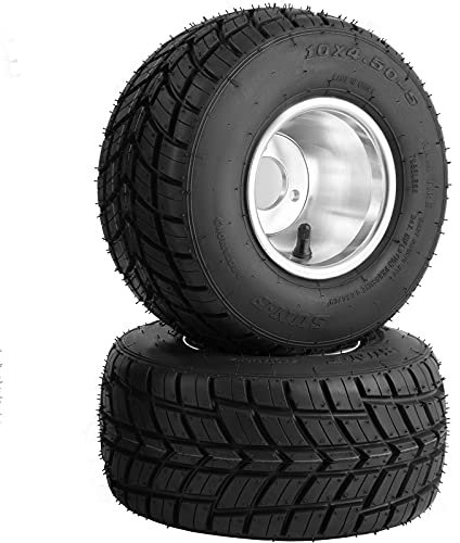 VEVOR Go-Kart-Reifen und Felgen, 2 Stück Vorderreifen, Felgen, Go-Kart-Räder und Reifen 10 x 4,50 Zoll vorne, Nabe – Felgen-Passmaß 58 mm/2,28 Zoll mit 3 Löchern für Go-Kart, Drift-Trike, Buggy