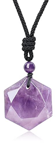 COAI Collar Ajustable con Colgante Estrella de Amatista Piedra Natural para Hombre y Mujer