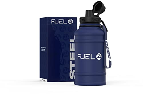 Fuel24 1.3L/2.2L Water Bottle Metal - STRONG, Drop & Leakproof BPA free 2L 1L Stainless Steel (1 Litre) - Large Gym Bottles for Men, Sports Water Bottle, Travel, Hiking Water Bottle