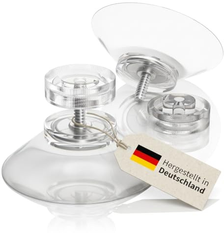 Raumhero 20x Saugnapf mit Gewinde (Starke Haftkraft) Glas Saugnäpfe mit transparenter Rändelmutter Ø30mm - 100% Made in Germany - Saugknöpfen, Saugknopf, Saugnapf schraubbar, Saugnoppen