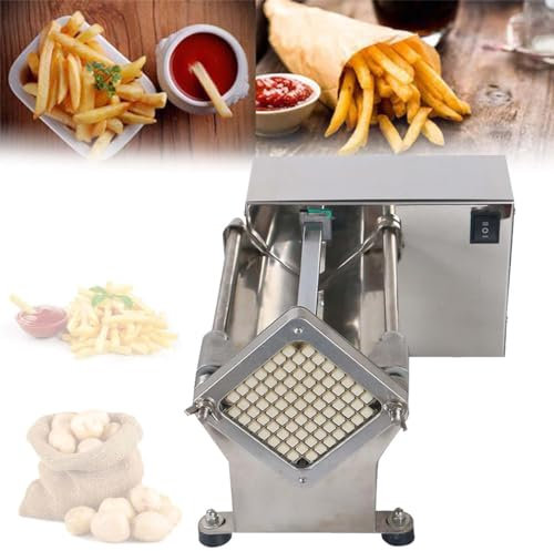 Coupe-pommes de Terre électrique,Râpe à Légumes électrique,Coupe-frites de Commerciale,Coupe-frites Professionnel,Machine à Frites électrique Pour Pommes Carottes Oignon,8mm