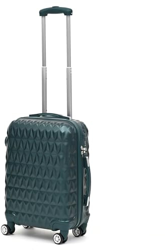 Hard Shell Cabin Carry On Suitcase 55 cm 2.5 kg 35 litres 4 Wheels with Built in 3 Digit Combination Lock, Approved for Ryanair, easyJet, British Airways & More (Dark Green)