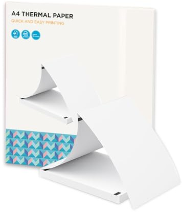 Pretfy Termisk Papper 200 Ark A4 -storlek, Lång Hållbarhet, Olika Skrivarkompatibilitet, Glansig finish. Inkless Design, Designad för Oss Brevstorlek, Lämplig för Dokument och (Brevstorlek)