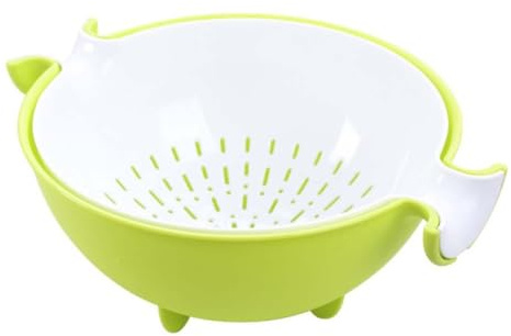 MAGICLULU Colador de Plástico Cuenco para Lavar Frutas y Verduras, Diseño Ahorrador de Espacio y Base Estable para Cocina Reutilizable