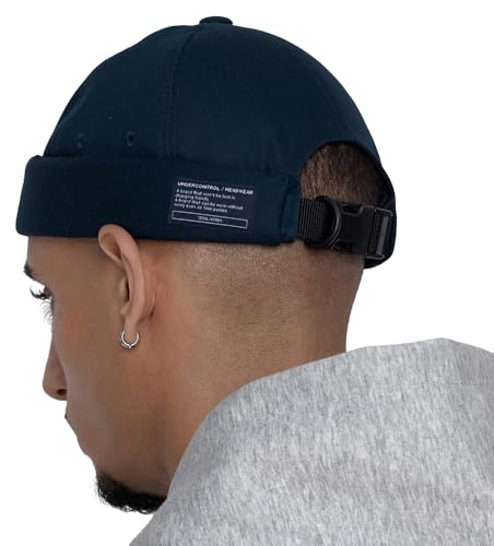 UNDERCONTROL Cappello da Pescatore Senza Visiera da Marinaio Leon con Polsini arrotolati Harbour Senza Visiera Miki Skull Docker Beanie Trawler Tactical Ring cap per Uomo e Donna (Blu Navy)