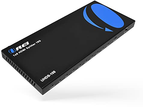 OREI 4K 1 in 8 Out HDMI Splitter/Downscaler 4:4:4 8-bit - HDMI 2.0, HDCP 2.2, 18 Gbps, 4K @ 60Hz Duplicator/Distributor UltaHD High Resolution UHD-PRO108