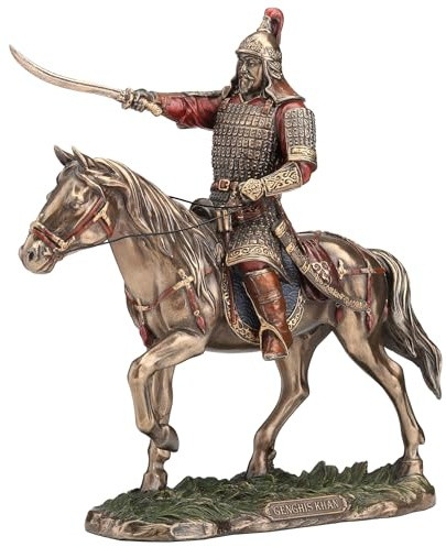 Veronese Deisgn 9 5/8 Inch Genghis Khan On Horse Back Cold Cast Resin Bronze Finish Warrior Statue