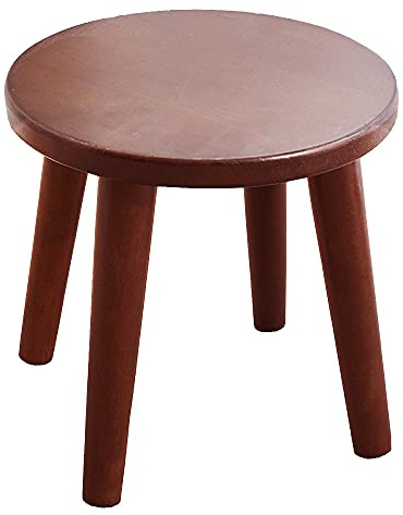 Solid Wood Step Stool Plant Stand Round Footrest 10 inch Portable Detachable Legs Vanity Stool (Brown) (262626)