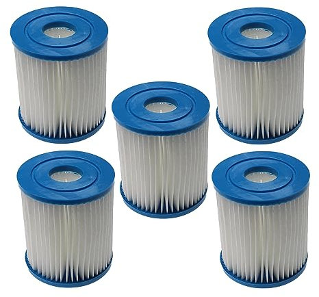 vhbw 5X Cartucho de Filtro Compatible con Bestway Flowclear 58381 (1,249 l/h) Piscina, Bomba de filtración - Filtro de Agua Azul Blanco