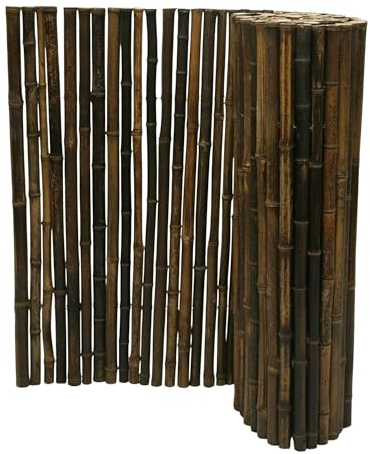 Backyard X-Scapes Natural Bamboo Fencing Garden Screen Rolled Fence Panel Black 0.75 in D x 3 ft H x 8 ft L