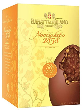 Uovo Nocciolato Cioccolato Gianduja | Nocciole Tonde Intere | Baratti & Milano | 370 Gr | Uova di Pasqua | Idea Regalo