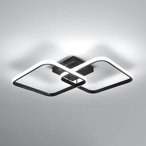 Toolight Plafon LED Techo, Moderno 42W 4700LM, Lampara de Techo Cuadrada 64cm, Acrílico 6500K Luz Blanca Fría para Dormitorio, Salon, Cocina, Baño, Pasillo, Negro