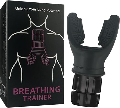 Oxyfit Breathing Lung Trainer - Oxygen Flow Breathing Trainer Lung Exerciser Device Improve Lung Capacity Handheld Lung Expansion Training Tool for Respiratory Therapy (Black)