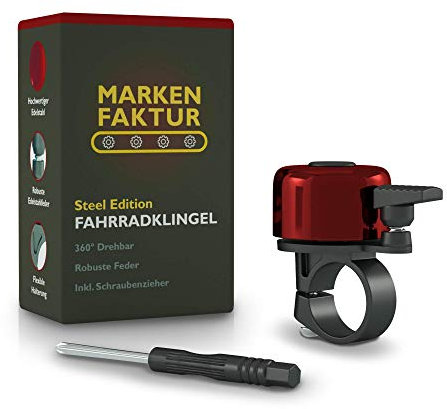 Campanello per Bicicletta Mountainbike - Incluso Cacciavite - Campanello per Bicicletta in Acciaio Inossidabile Robusto e Resistente - Accessori per Bici - Campanello da Corsa (Rosso)