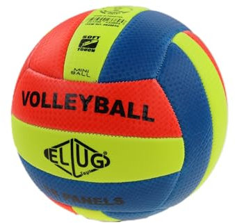 ELLUG Super Soft Mini-Beach-Volleyball aus PVC mit 18 Panels, Ø15cm, bunt, Perfekter Halt (gelb - bunt)