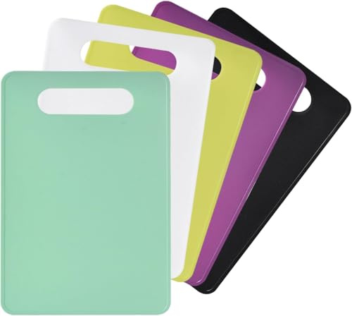 5 Pack Plastic Chopping Board,29x19cm Colour Kitchen Antibacterial Chopping Board,Multipurpose Anti-Slip Mini Coloured Chopping Boards Set,Food Chopping Boards,for Delicatessen,Vegetables,Fruit