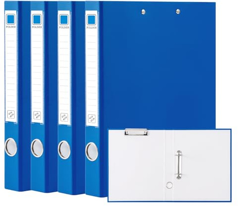 Hotyin Raccoglitore ad Anelli con Portablocco, 4 Pezzi Raccoglitori ad Anelli A4, Dorso da 45 mm, 2 Raccoglitori a D e Portablocco, Cartella 2 in 1 per L'organizzazione dei Documenti, Blu