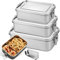 Edelstahl Brotdose, 3er Pack Lunchbox Edelstahl, Vesperdose Volumina 850ml 1400ml 2400ml, Stahl-Brotdose mit verschiebbarer Trennwand, Lunchbox Auslaufsicher, Stapelbare, Für Suppe, Salat, Pausenbrot