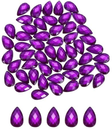 QUARKZMAN 100PZ Gocce di Gemme in Acrilico a Schiena Piatta 6x10mm Pietre Preziose Artificiali per Creazioni Fai da Te Perline Matrimonio Festa Pittura del Viso Gioielli Viola