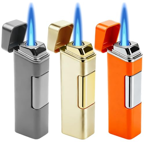 3 mecheros electrónicos de gas, recargables con gas relleno, llama jet, encendedor de cigarros sin gas