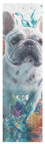 voucong French Dog Coral - Cinta de agarre 3D con diseño de monopatín, cinta antideslizante para patineta, 83 x 23 cm