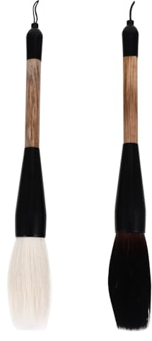 Beaupretty Pinceles de Caligrafía China 2 Piezas, Set de Pinceles para Escritura y Pintura Pelo de Oso y Pelo de Cabra, Tamaño Extra Grande para Arte Tradicional y Caligrafía, Accesorios