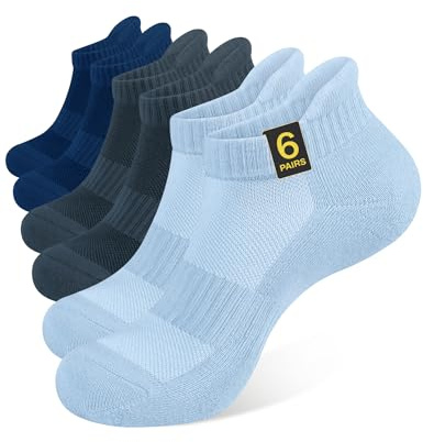 CLOSEMATE 6 Paia Calze Corte Calzini Sportive Uomo Donna Traspirante Cotone in Spugna Corsa Crossfit 2 Blu Navy 2 Beige 2 Azzurro L