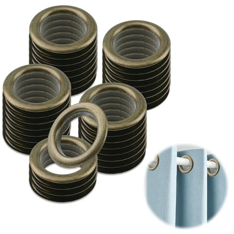 INCREWAY Occhielli per tende da 4 cm, diametro interno in metallo, scorrevoli, a basso rumore, per tessuti, 32 pezzi, bronzo