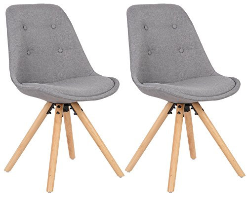 WOLTU Esszimmerstühle 2er Set, Küchenstuhl, Skandinavisch Design, schminktisch Stuhl, Loungesessel, Polsterstuhl, Retro Design Gepolsterter Stuhl, Sitzfläche aus Leinen, Grau, BH54gr-2