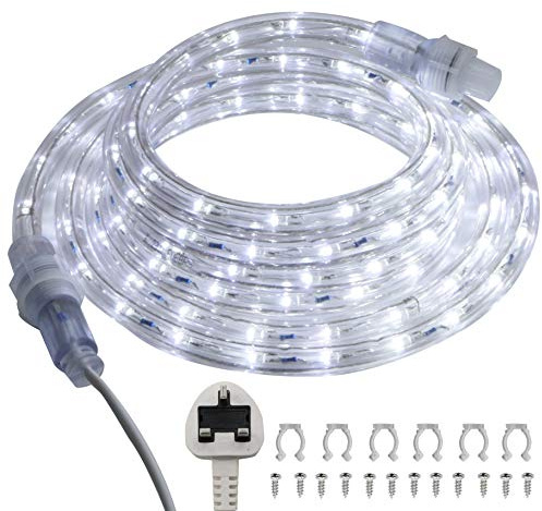 FOEERS LED Rope Lights,3m/10FT Outdoor Tube String Lights with Plug in,Waterproof Fairy Lights with Connector for Indoor,Bedroom,Stair,Patio,Christmas Decoration(Cool White)
