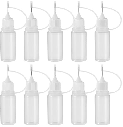 FOMIYES 10Pcs Needle Tip Glue Bottles 10ml Applicator DIY Quilling Tool Precision Bottle Squeeze Bottle With Nozzle DIY Tool(White)