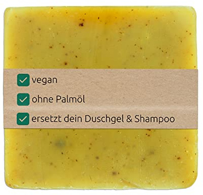vellidan JUST MEN Solid Shower Gel & Shampoo for Men with Avokado and Almond Oil Solid Shower Care and Hair Care Shower Soap Natural Soap Handmade Soap without Palm Oil 100g (1)