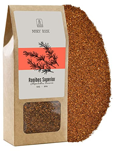 Mary Rose Red Tea Rooibos Superior 50g | Red Tea from Africa | Redbush Tea | Without Additives | Delicate Flavour | Decaffeinated Tea | Loose Leaf Tea | Rooibos Tea | Tea Leaves | Decaf Loose Leaf Tea