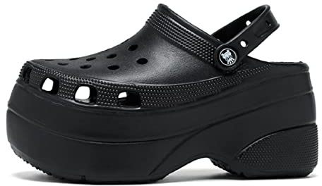 QINGE Sandali estivi con plateau mulo da giardino scarpe da donna zoccoli all'aperto altezza crescente pantofole da donna slider spiaggia infradito scarpe estive, nero, 38