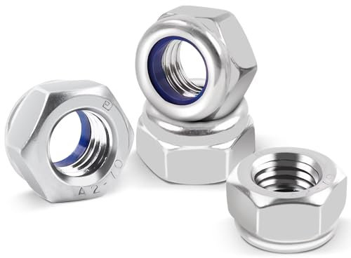 DIN985 20 Stück Sechskantmuttern M6, Leryati Sicherungsmuttern Edelstahl Standard A2 V2A M6 Mutter, Selbstsichernde Muttern Stoppmutter, Sechskant Edelstahlmutter Stoppmuttern Kontermuttern Set