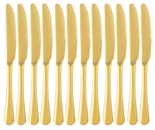 QUCHER 9(23.2cm) 12 Stück Steakmesser Besteck Messer Küche pizzamesser messer besteck set Edelstahl tafelgeschirr für Heimgebrauch Haus Küche Gaststätte