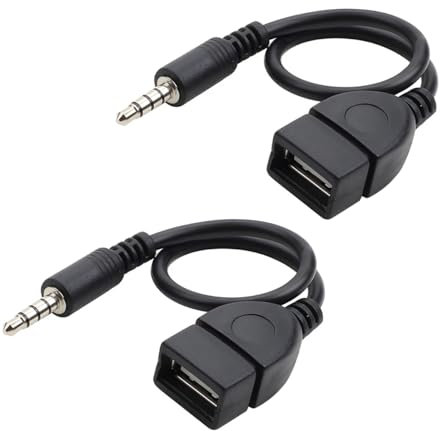 CGEAMDY 2 Pezzi Adattatore Da Aux a USB, 3,5 mm Maschio Aux Audio Plug Jack a USB 2.0 Femmina Convertitore Cavo Adattatore, OTG Cavo Convertitore Cavo Adattatore per Auto Port, Computer, Mp3